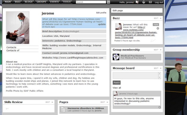 Community of Practice portals can be seamlessly integrated within a virtual world